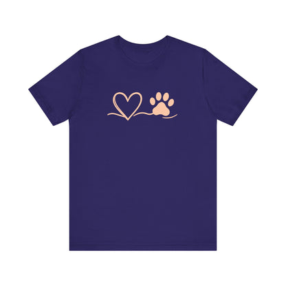 Unisex Jersey Stylish Pet Lover Tee - Heart & Paw Design, Gift for Dog Lovers, Animal Lovers T-Shirt, Perfect for Birthdays, Casual Wear, Dog Mom Tee