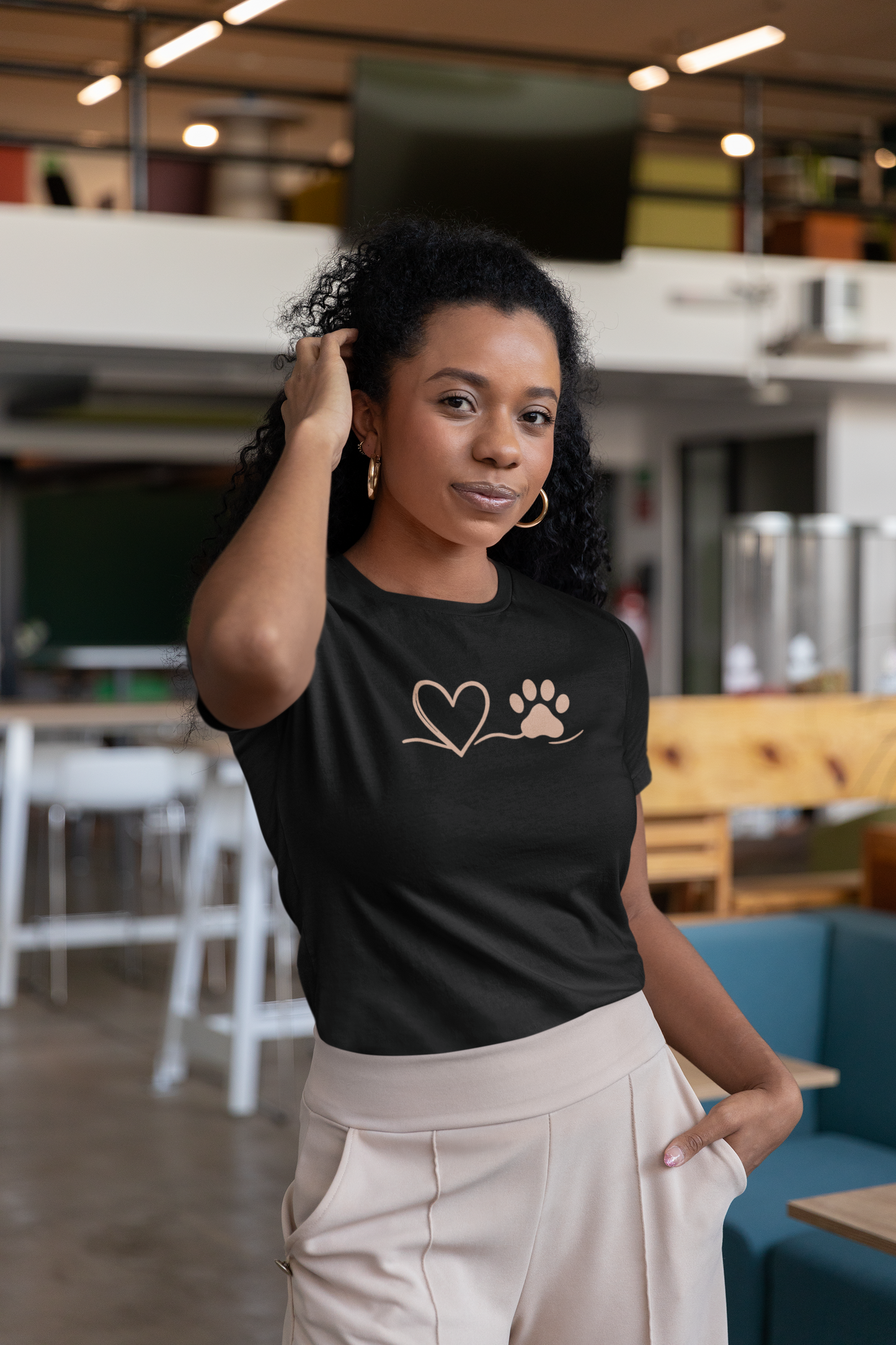 Boyfriend Tee for Women, Cute Pet Lover Shirt, Casual T-Shirt, Gift for Her, Heart and Paw Design, Everyday Wear