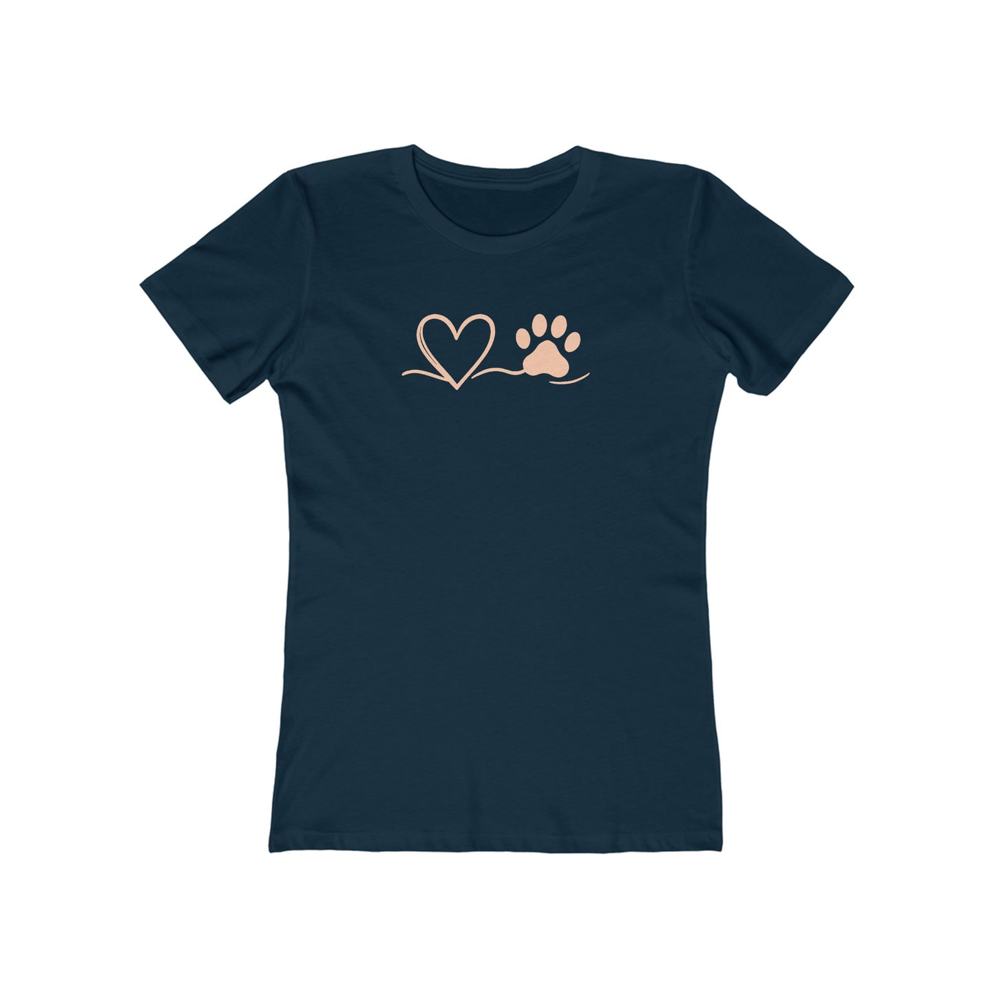 Boyfriend Tee for Women, Cute Pet Lover Shirt, Casual T-Shirt, Gift for Her, Heart and Paw Design, Everyday Wear