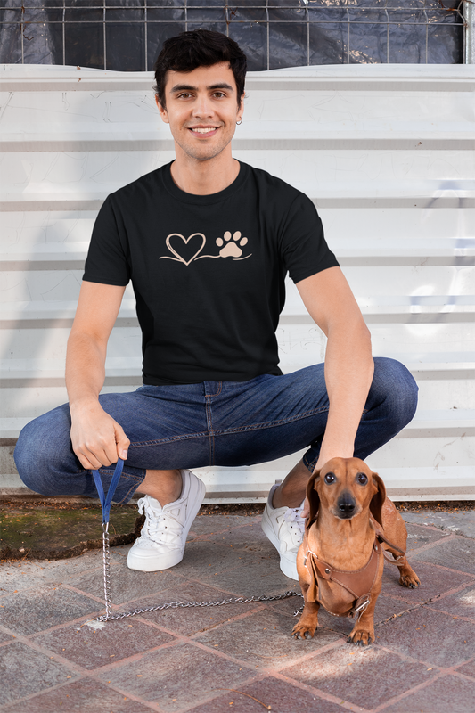 Heart & Paw Print T-Shirt | Soft Cotton Unisex Pet Lover Tee