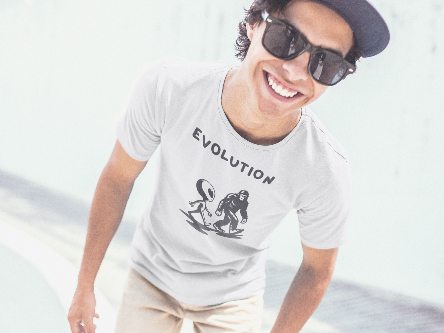 Bigfoot & Alien Evolution T-Shirt | Funny Sci-Fi & Cryptid Graphic Tee