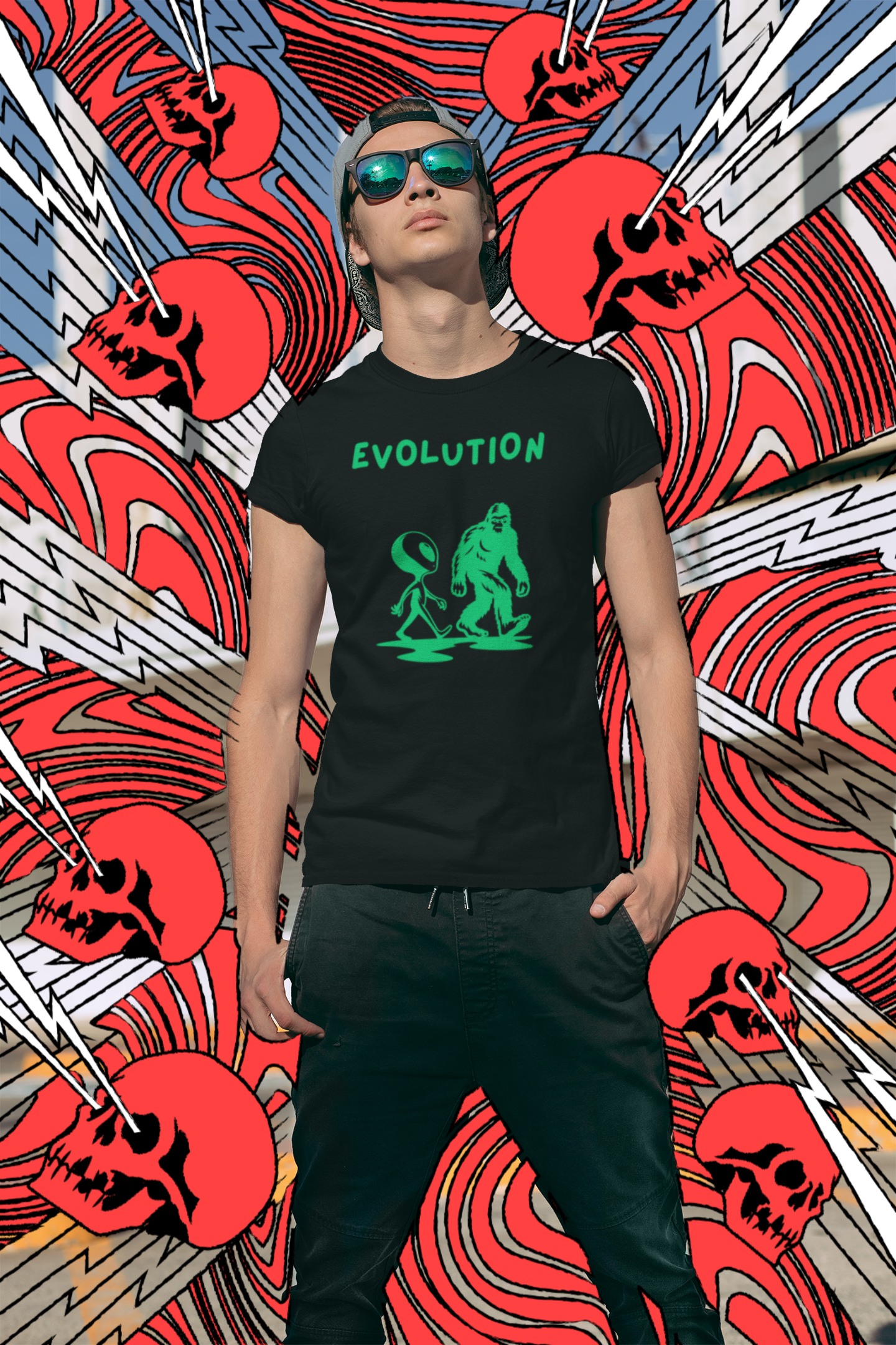 Bigfoot & Alien Evolution T-Shirt | Funny Sci-Fi & Cryptid Graphic Tee