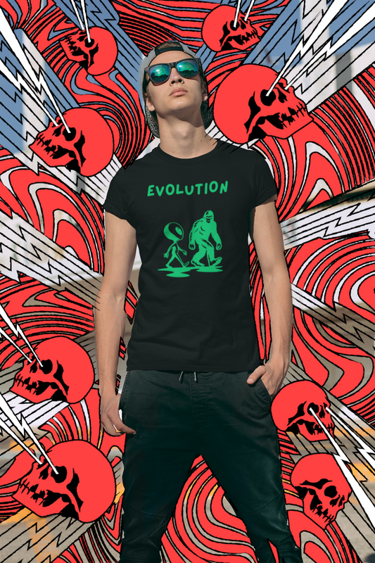 Bigfoot & Alien Evolution T-Shirt | Funny Sci-Fi & Cryptid Graphic Tee