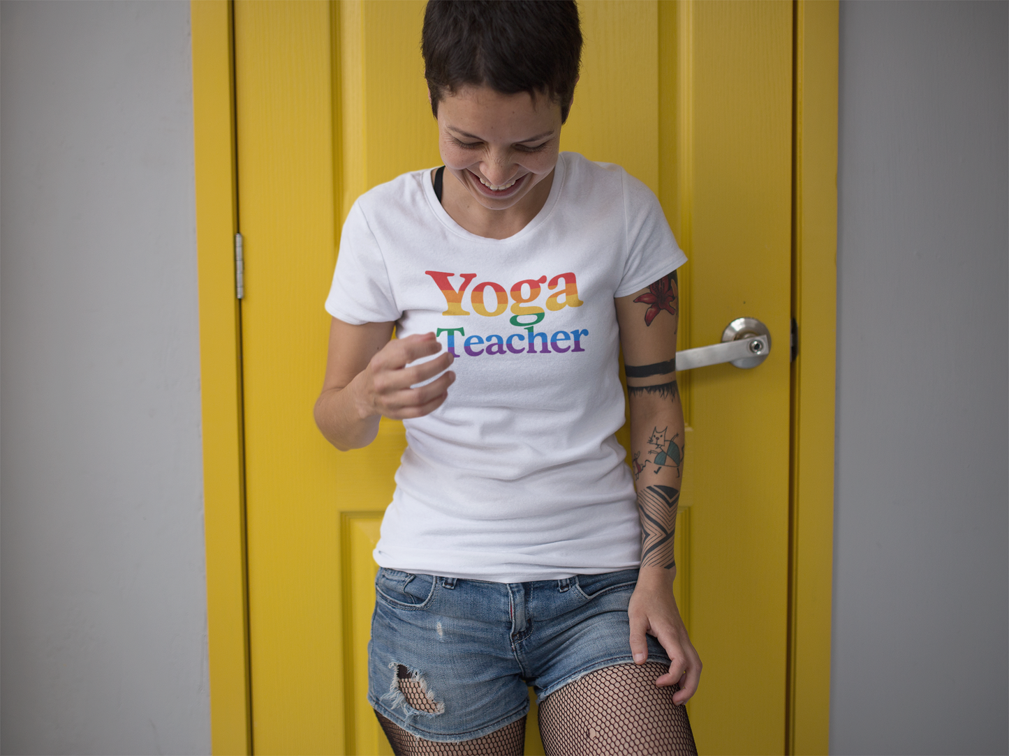 Yoga Teacher Vibes" Pride T-Shirt | Women's Yogi Gift & LGBTQ+ Apparel