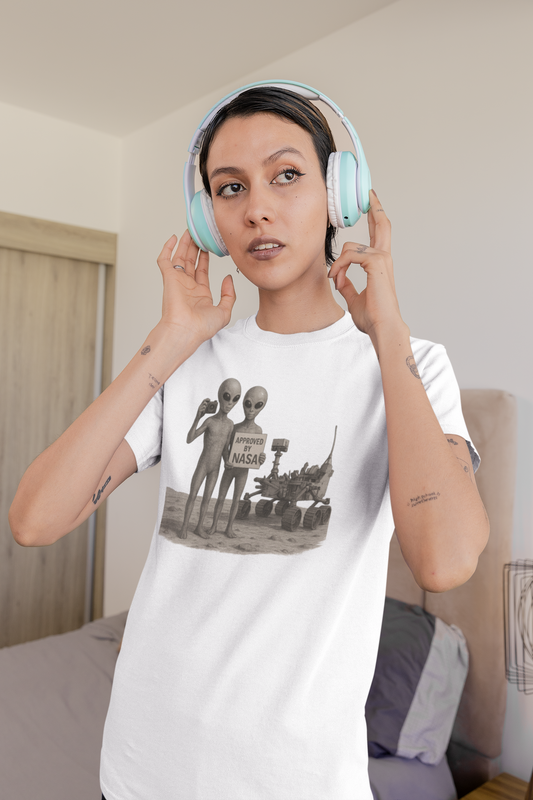 Alien NASA Unisex Heavy Cotton Tee - Casual Alien Graphic T-Shirt, Unique Gift for Space Lovers, Quirky Apparel for Events