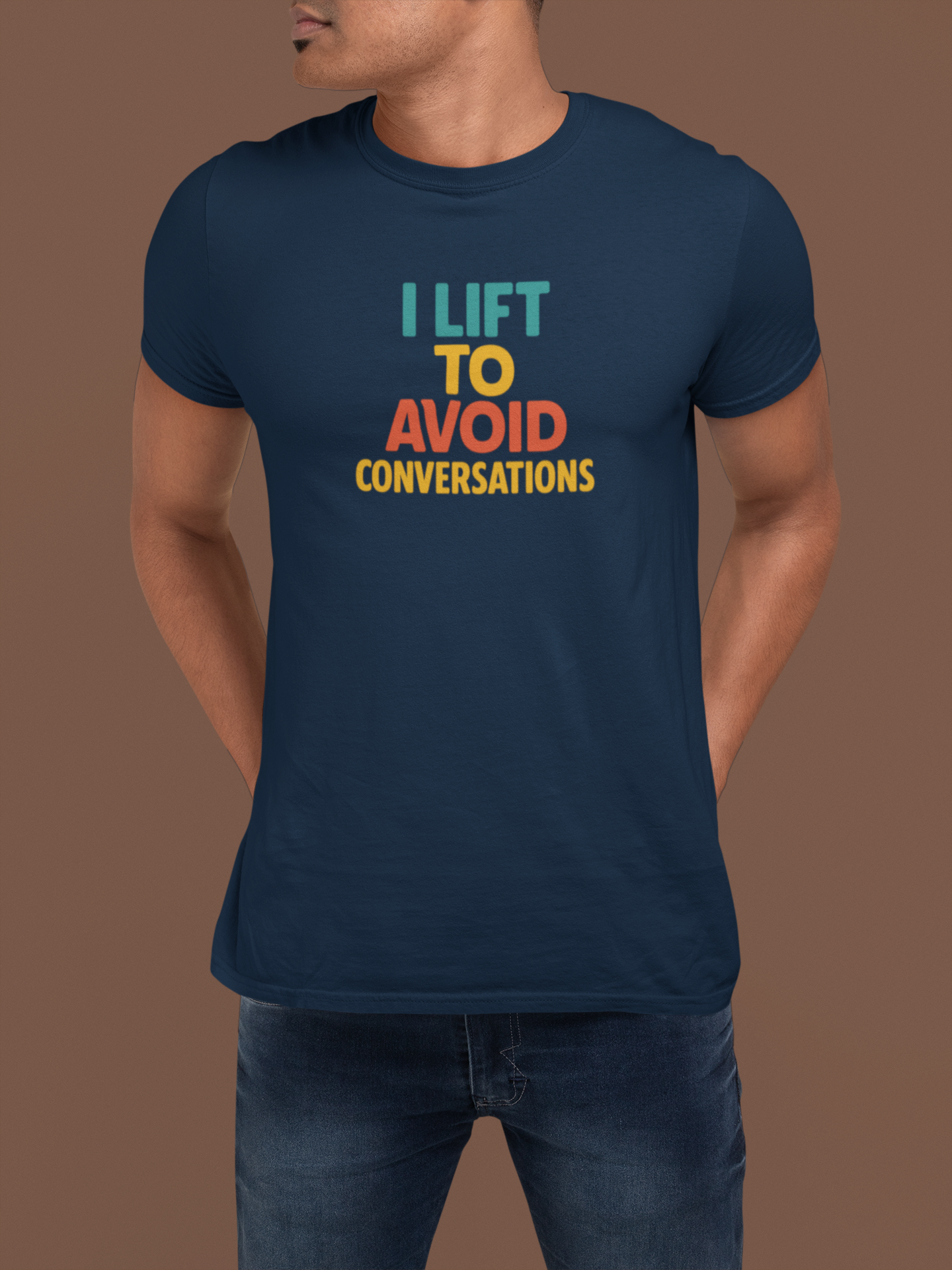 I Lift to Avoid Conversation T-Shirt | Funny Gym & Anti-Social Fitness Gift