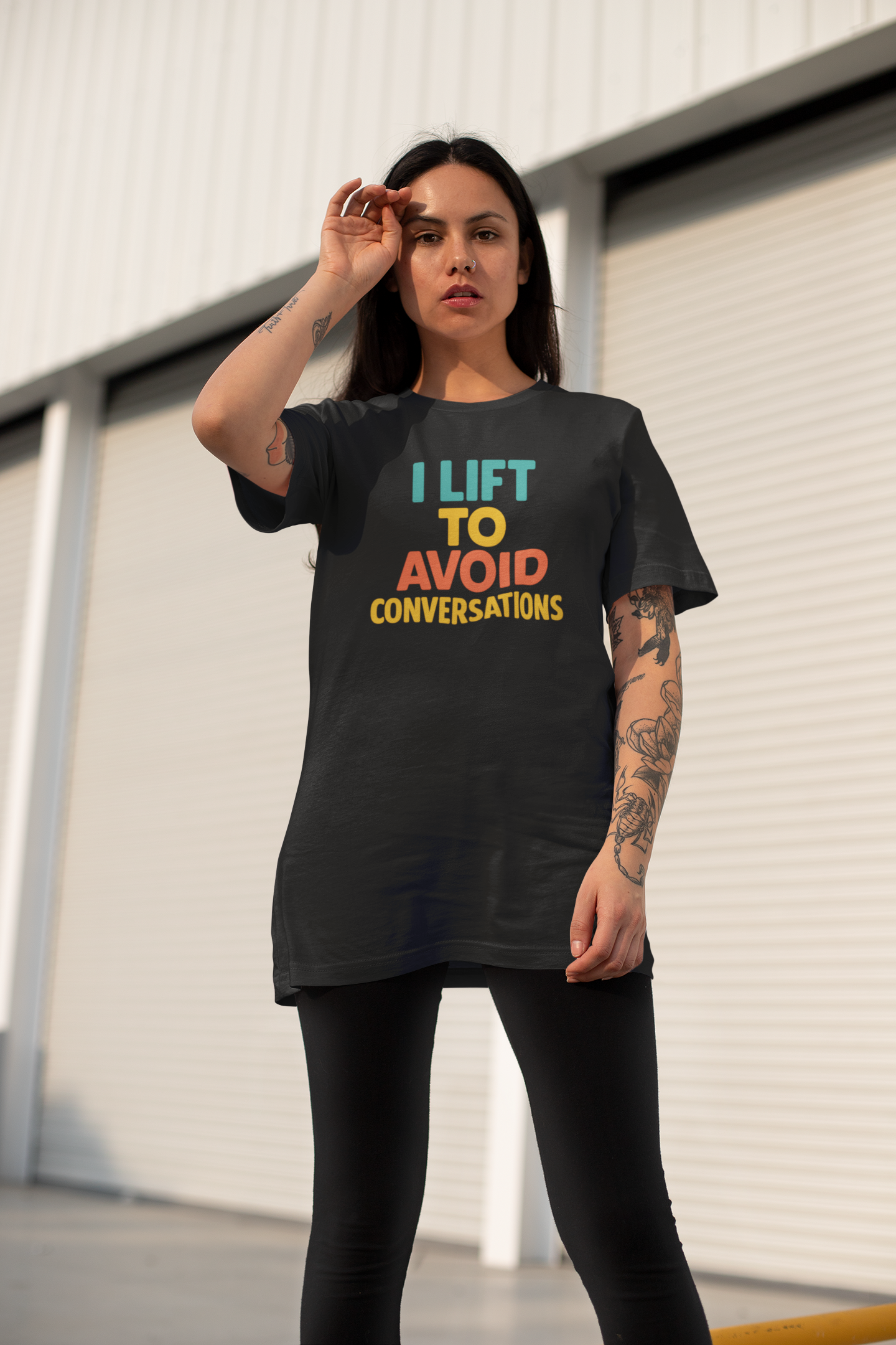 I Lift to Avoid Conversation T-Shirt | Funny Gym & Anti-Social Fitness Gift