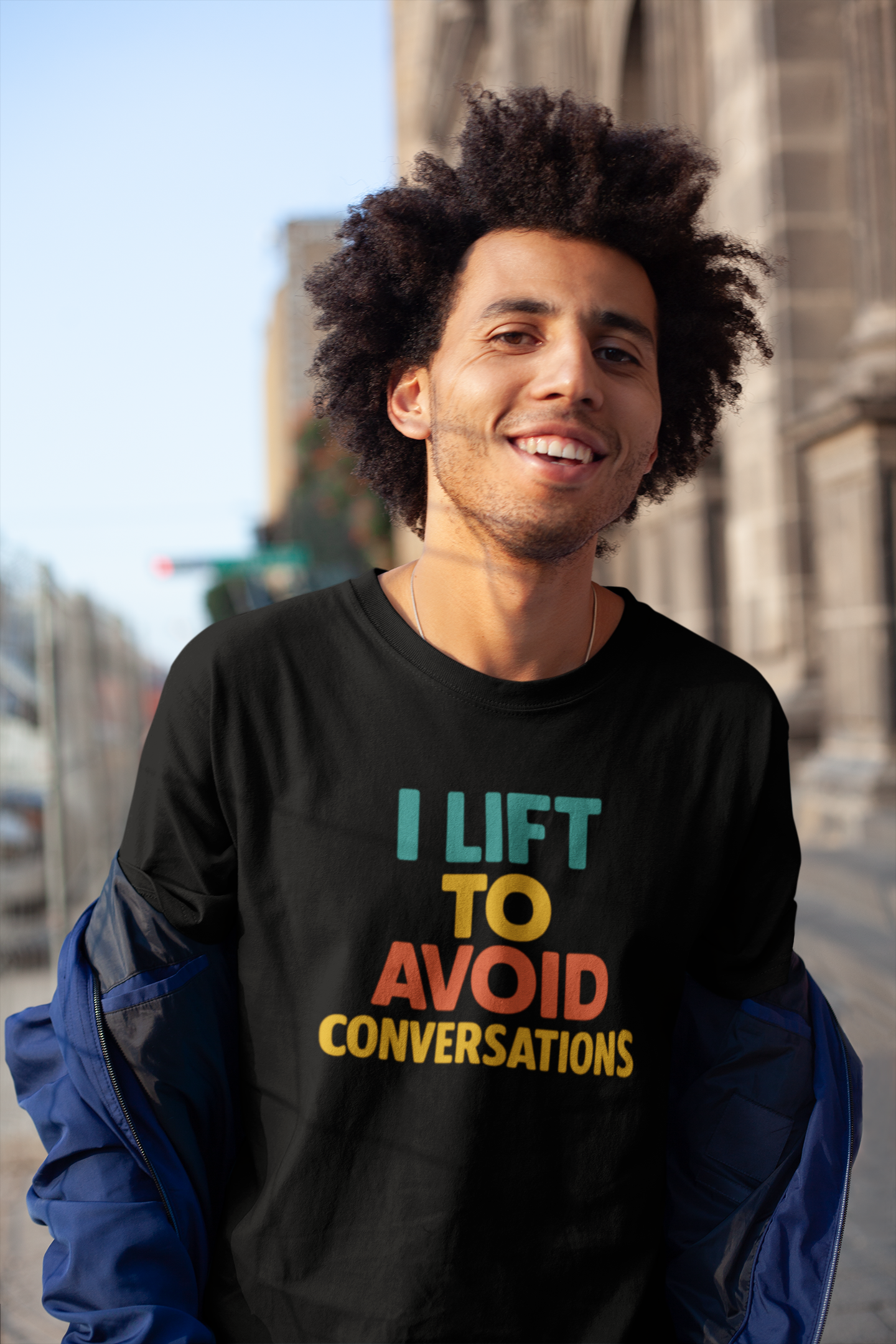 I Lift to Avoid Conversation T-Shirt | Funny Gym & Anti-Social Fitness Gift
