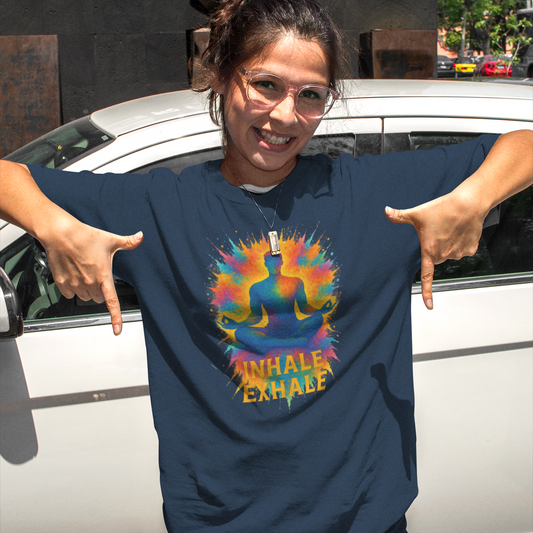 "Inhale Exhale" Mindfulness Tee | Yoga & Meditation Gift, Bohemian Style Shirt