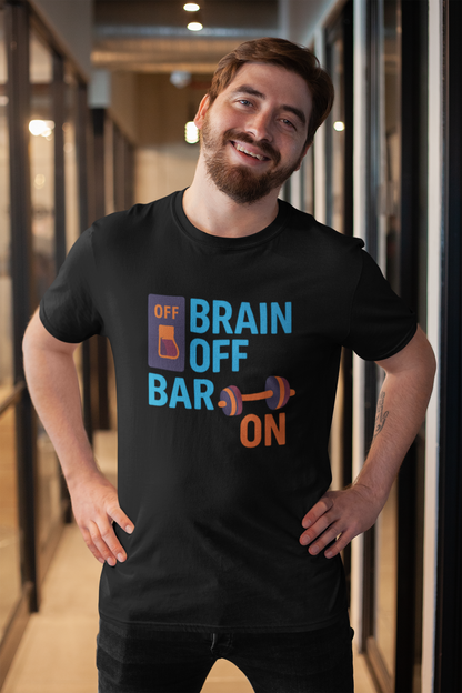 Brain Off, Bar On Moisture-Wicking Tee | Funny Gym Shirt & Fitness Gift