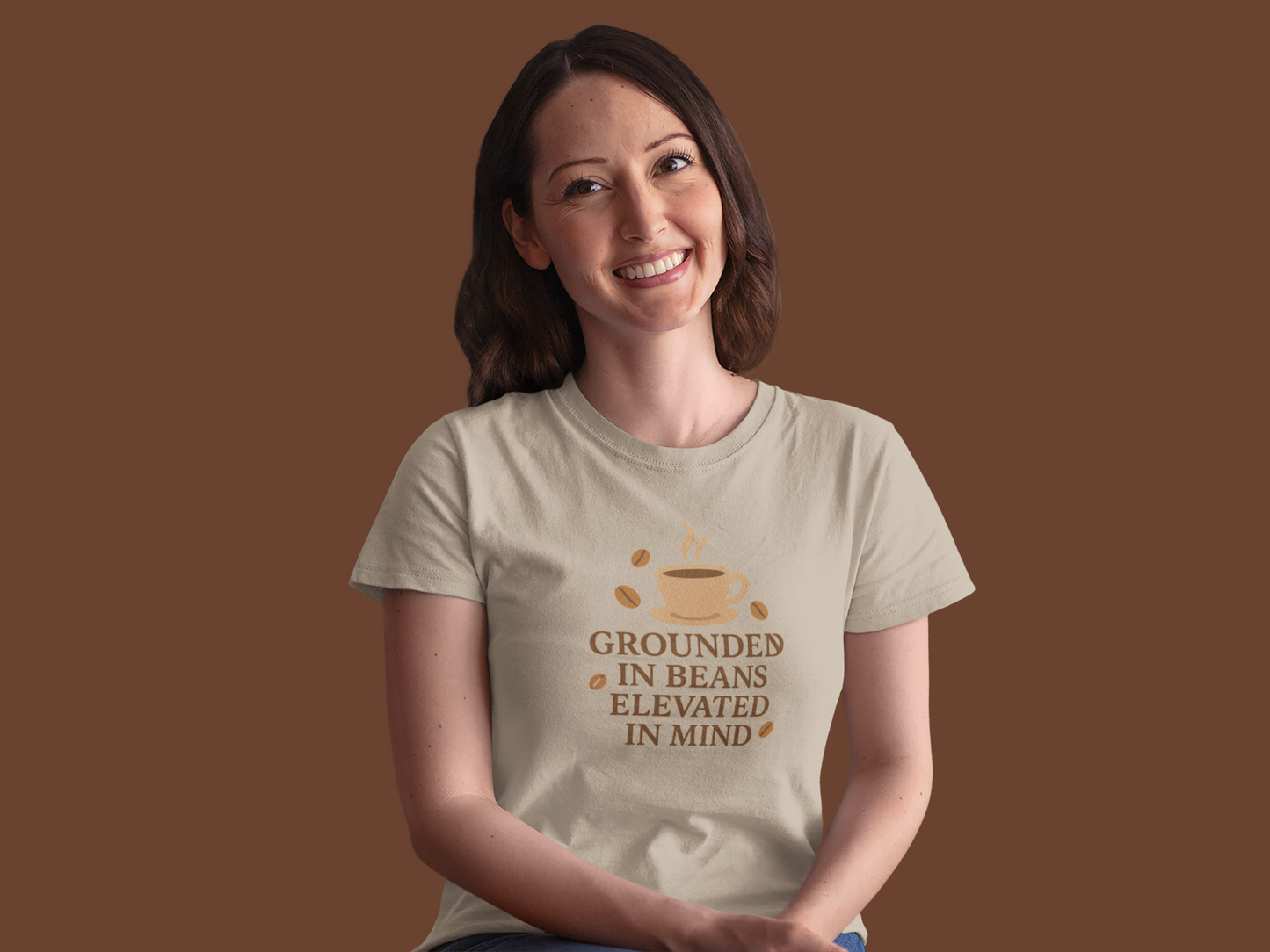 Coffee Grounded In Beans Elevated In Mind T-Shirt | Coffee Lover Gift