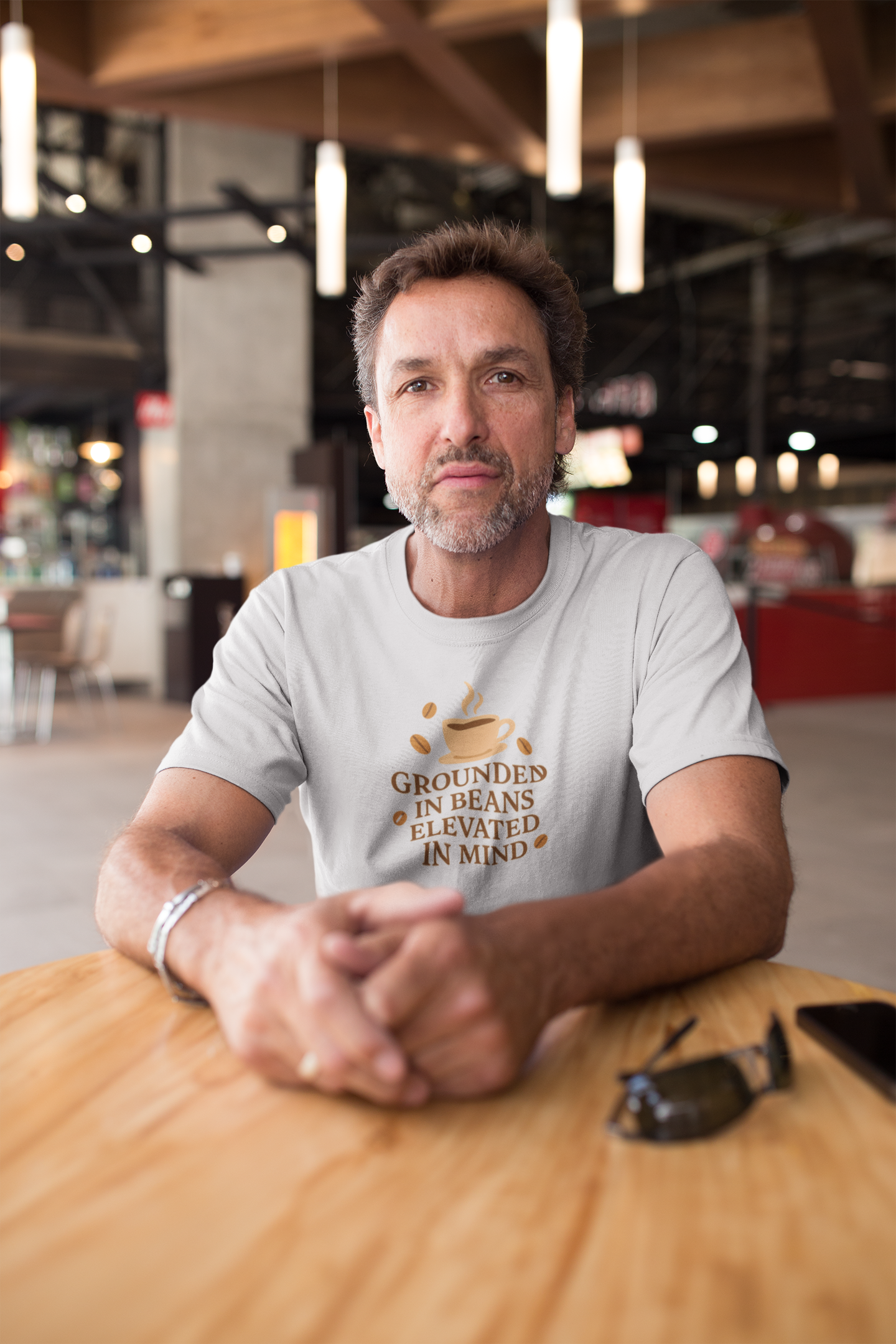 Coffee Grounded In Beans Elevated In Mind T-Shirt | Coffee Lover Gift