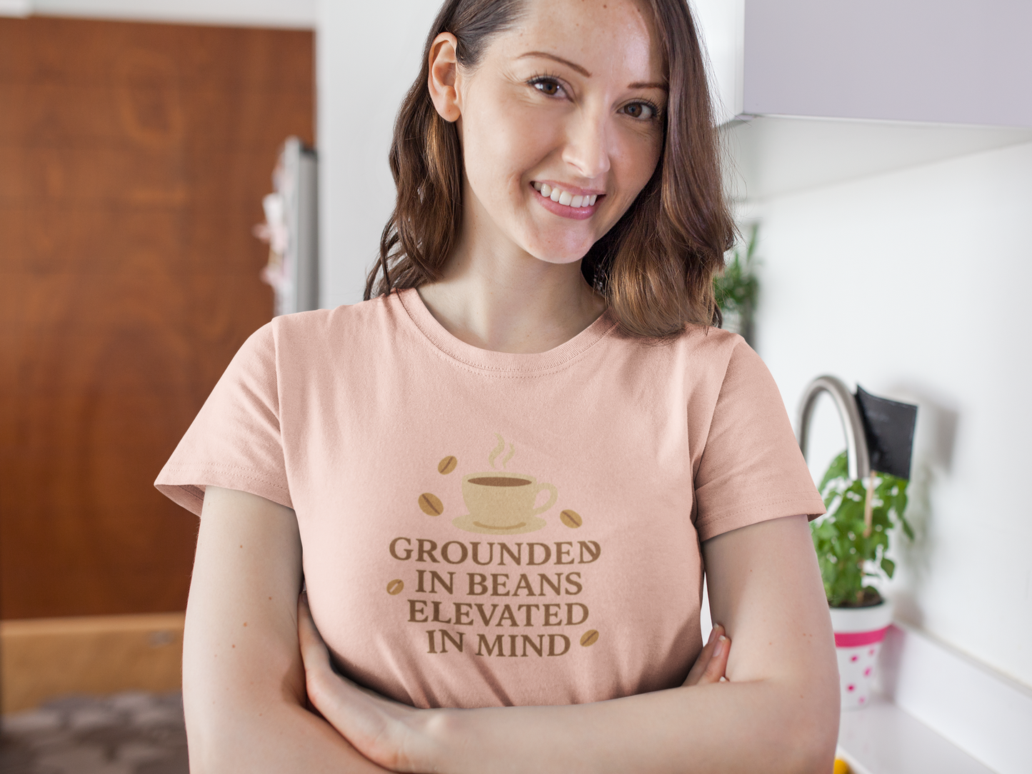 Coffee Grounded In Beans Elevated In Mind T-Shirt | Coffee Lover Gift