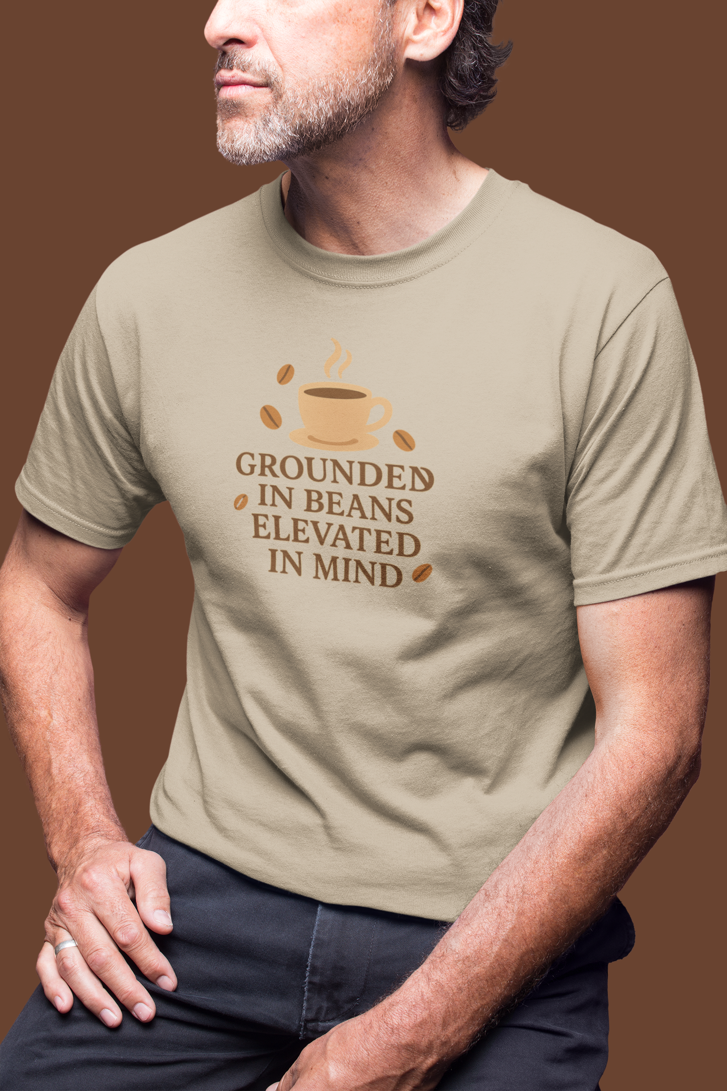 Coffee Grounded In Beans Elevated In Mind T-Shirt | Coffee Lover Gift