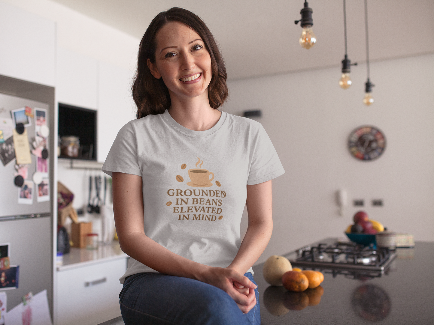 Coffee Grounded In Beans Elevated In Mind T-Shirt | Coffee Lover Gift