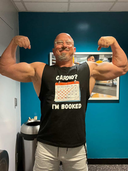 Funny Cardio Tank Top | "Cardio? I'm Booked" Unisex Workout Tee