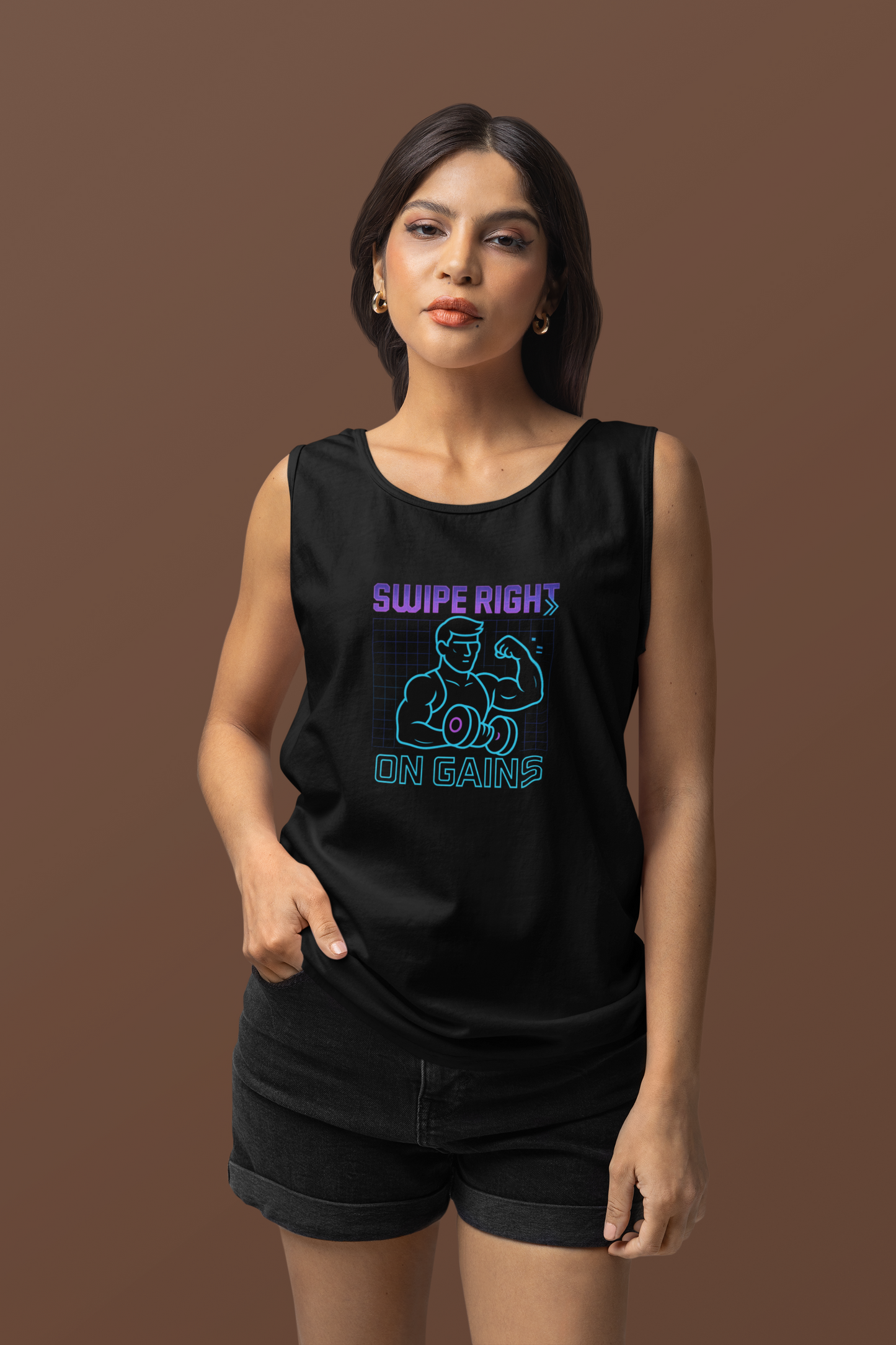 "Swipe Right on Gains" Tank Top | Funny Gym Shirt, Unisex Fitness Gift, Summer Workout Apparel