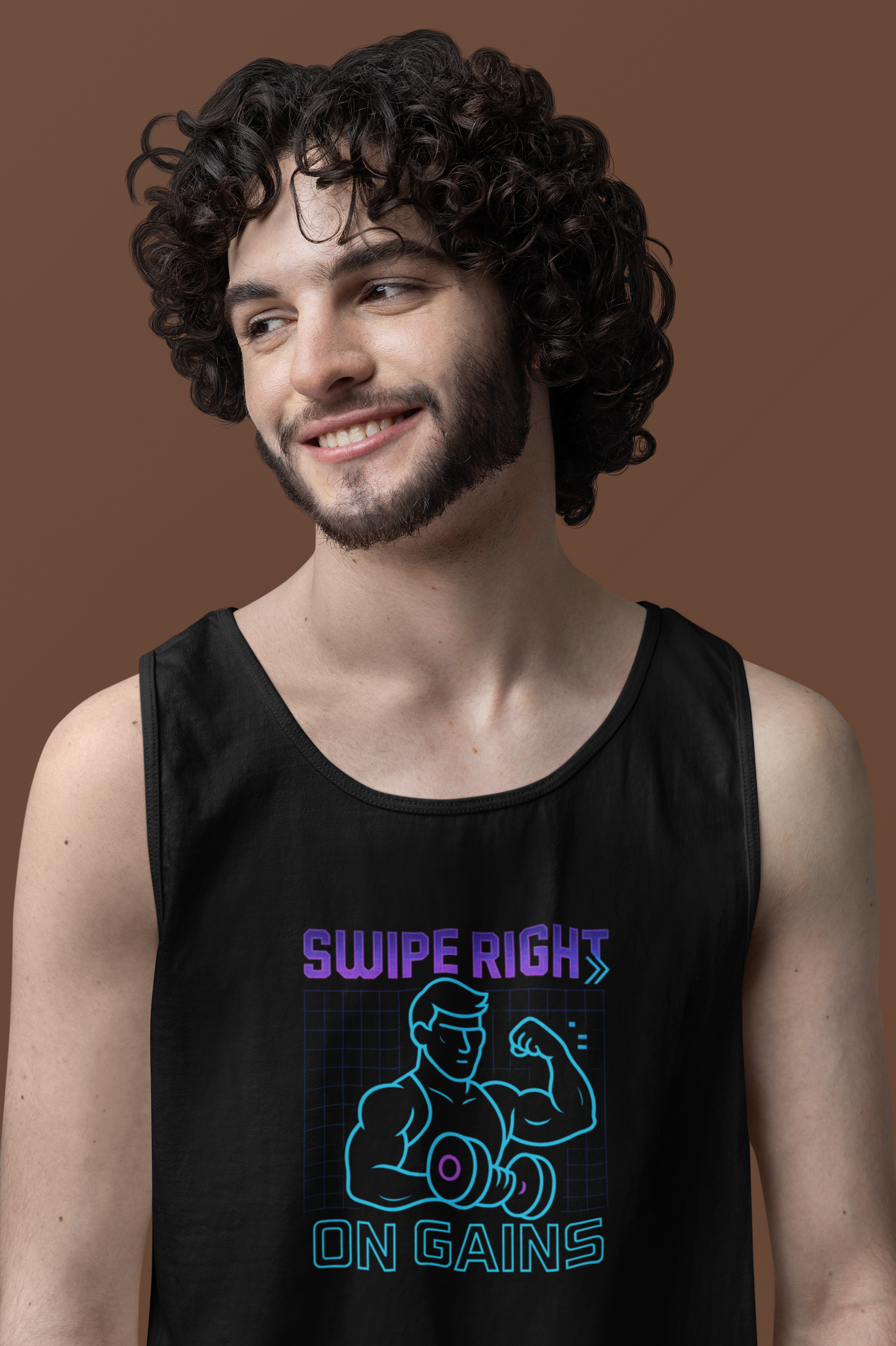 "Swipe Right on Gains" Tank Top | Funny Gym Shirt, Unisex Fitness Gift, Summer Workout Apparel