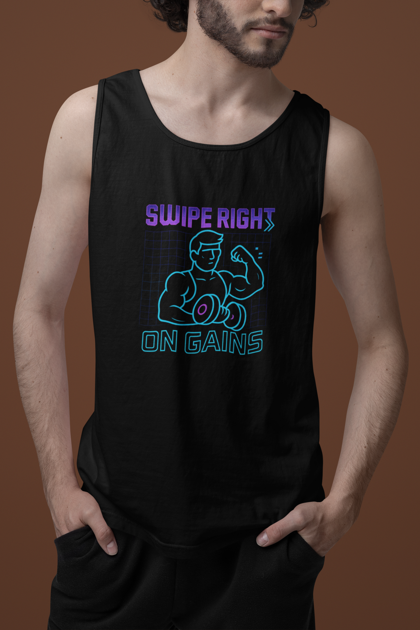 "Swipe Right on Gains" Tank Top | Funny Gym Shirt, Unisex Fitness Gift, Summer Workout Apparel