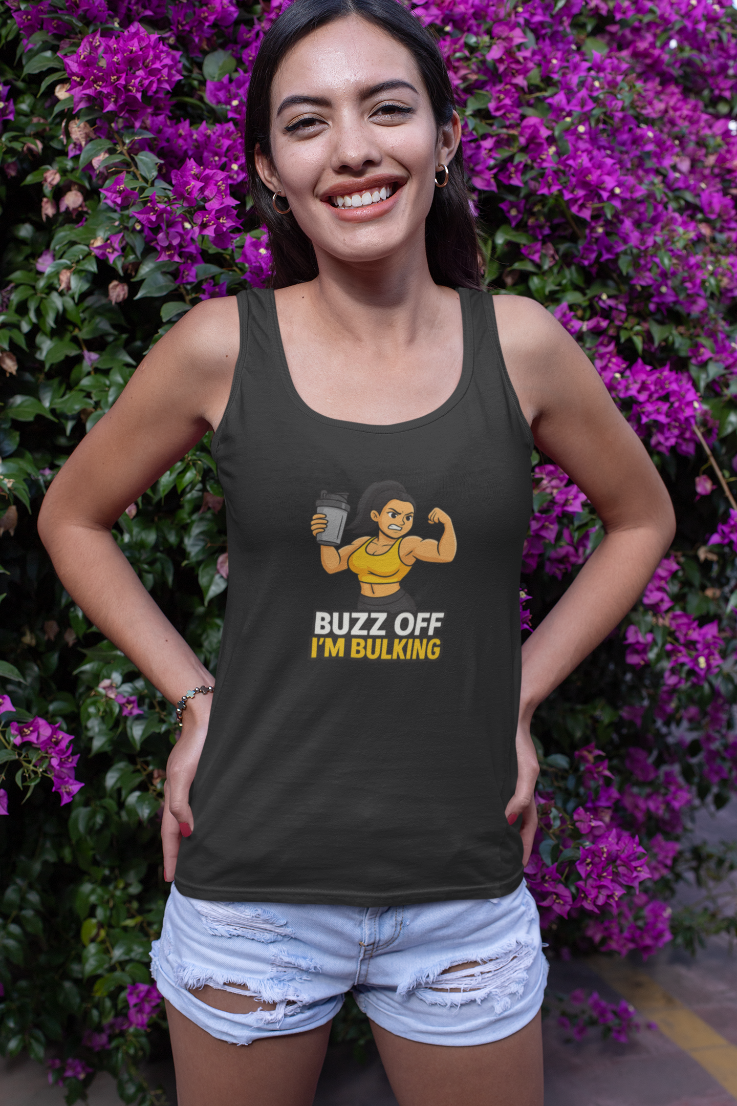 Buzz Off I'm Bulking Gym Tank Top | Funny Fitness Gift for Her, Unisex Workout Shirt