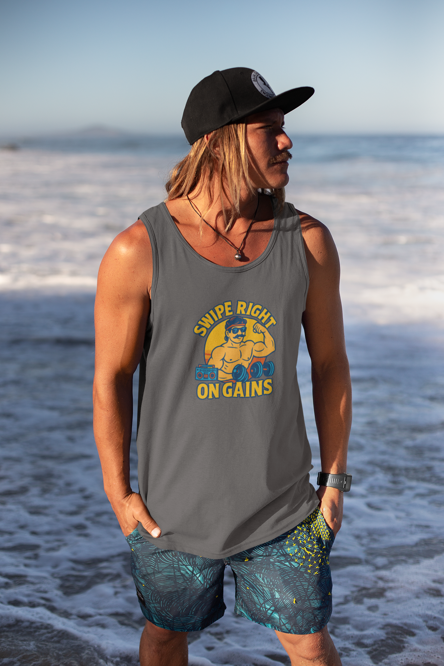 Swipe Right on Gains Tank Top | Funny Gym Shirt, Unisex Fitness Top, Summer Workout Gift