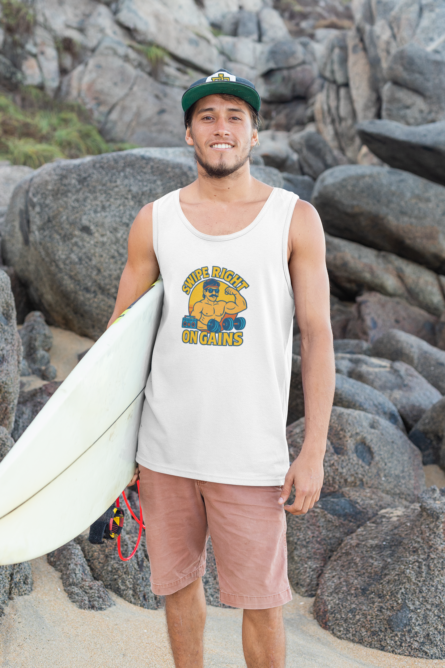 Swipe Right on Gains Tank Top | Funny Gym Shirt, Unisex Fitness Top, Summer Workout Gift