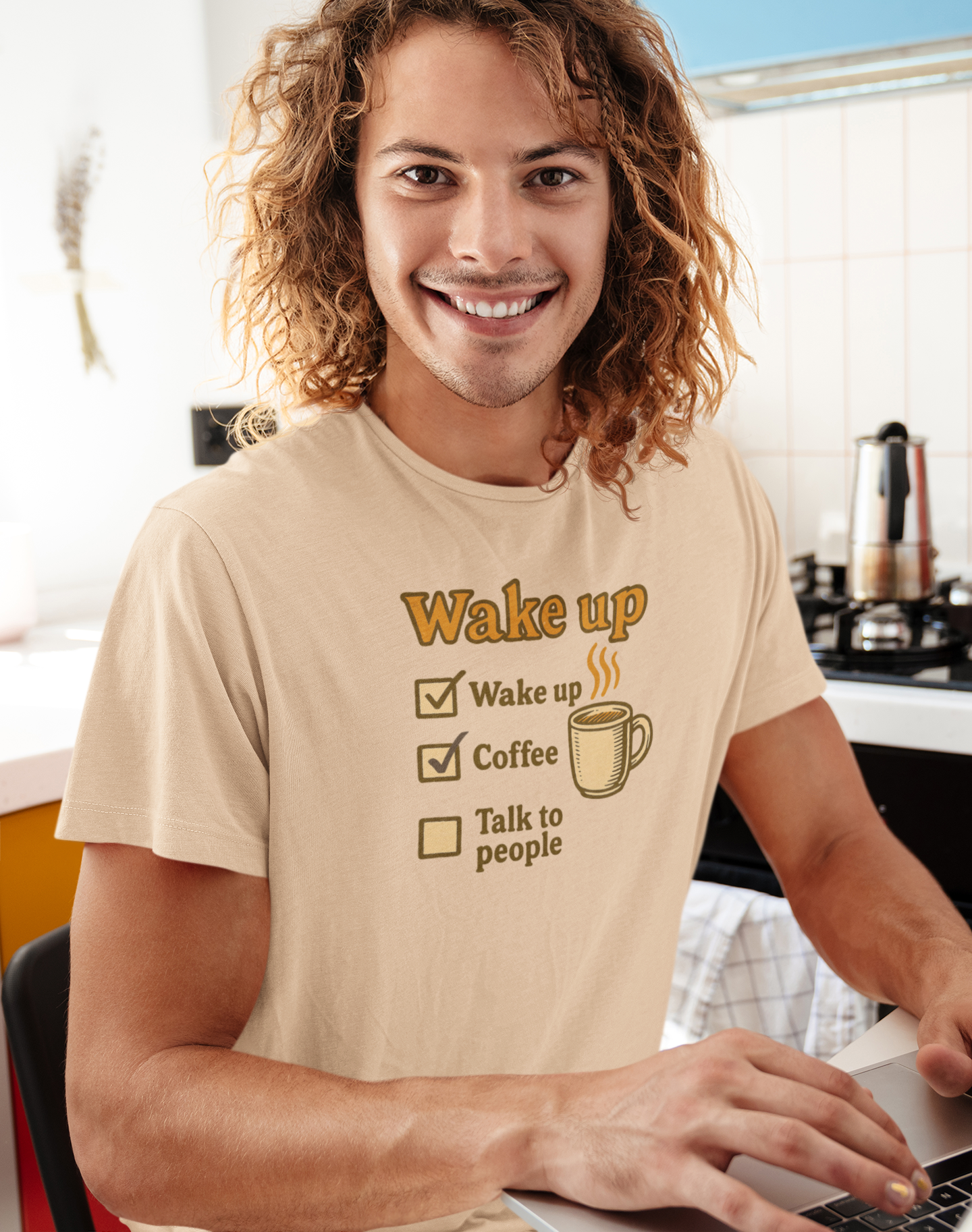 Wake Up Coffee T-Shirt | Morning Motivation Tee, Funny Coffee Lover Gift, Self-Care Quote Shirt