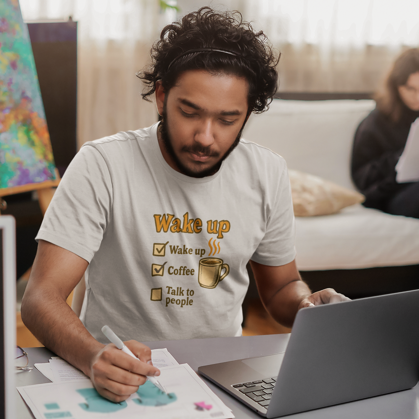 Wake Up Coffee T-Shirt | Morning Motivation Tee, Funny Coffee Lover Gift, Self-Care Quote Shirt