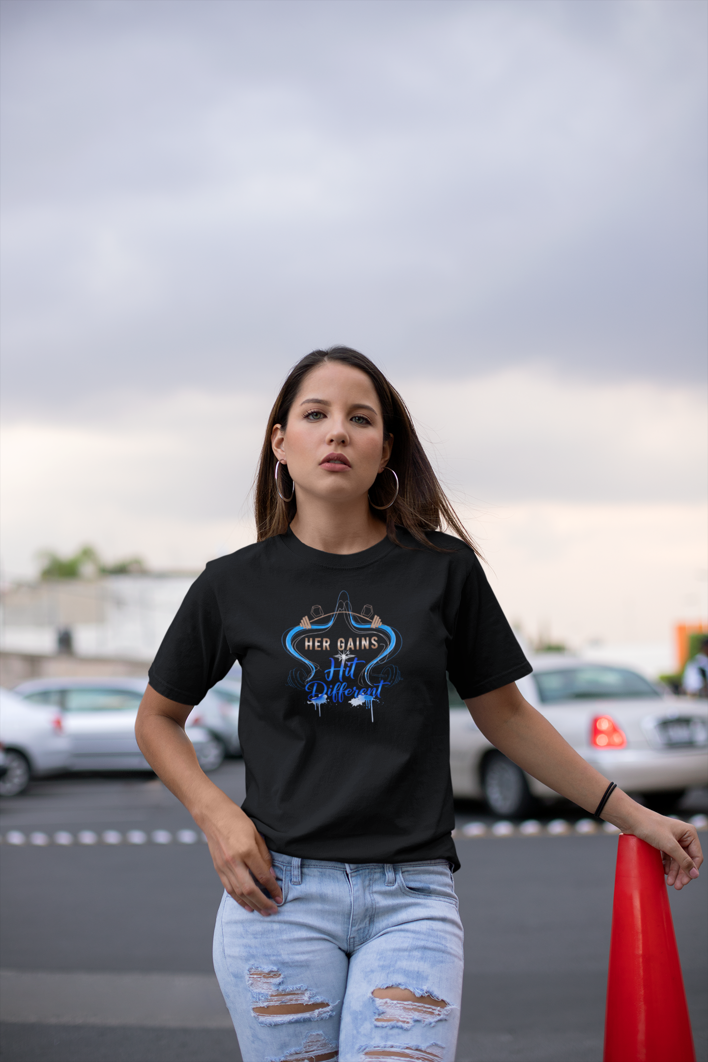 Her Gains Hit Different Unisex Boxy Tee | Women's Workout & Fitness Gift