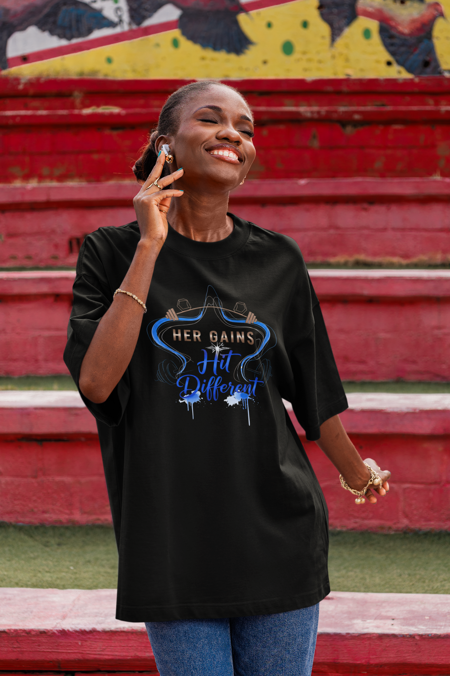 Her Gains Hit Different Unisex Boxy Tee | Women's Workout & Fitness Gift