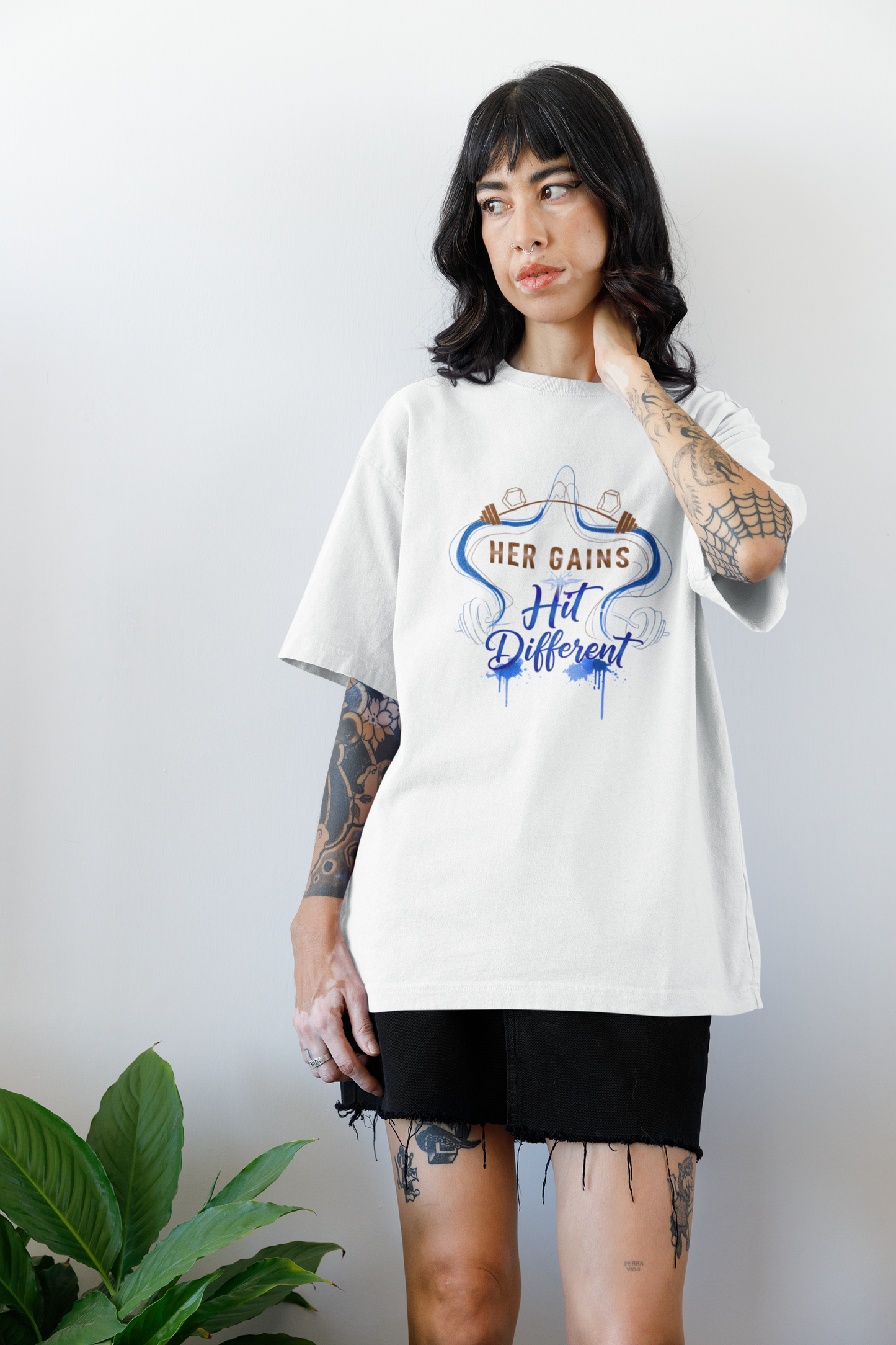 Her Gains Hit Different Boxy Gym Tee | Women's Workout Top & Motivational Apparel