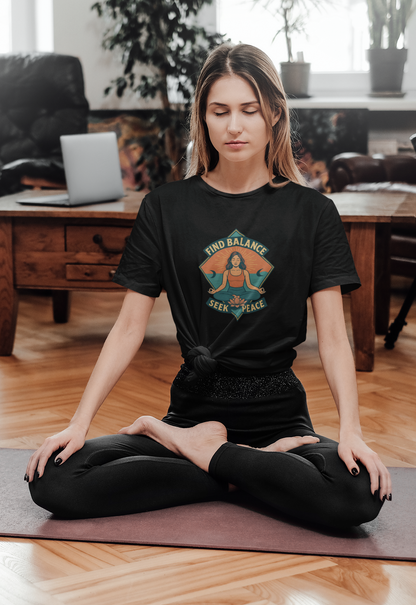 Find Balance, Seek Peace Meditation T-Shirt | Unisex Yoga & Mindfulness Tee