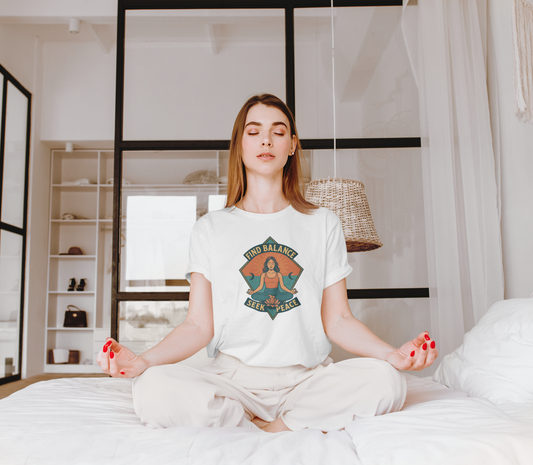 Meditation T-Shirt | Find Balance, Seek Peace | Yoga & Wellness Gift