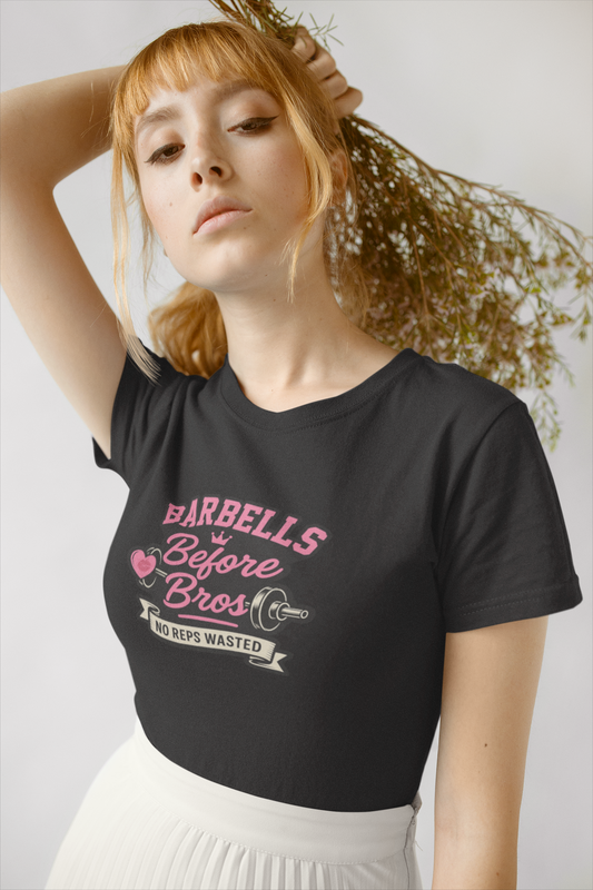Barbells before Bros T-Shirt | Women's Lifting Tee & Funny Gym Apparel