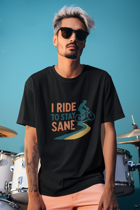I Ride to Stay Sane" Cycling Tee, Bike Enthusiast Gift