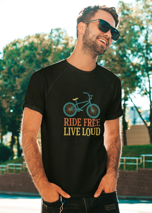 Ride Free Live Loud T-Shirt | Gifts for Cyclists & Vintage Bike Tee