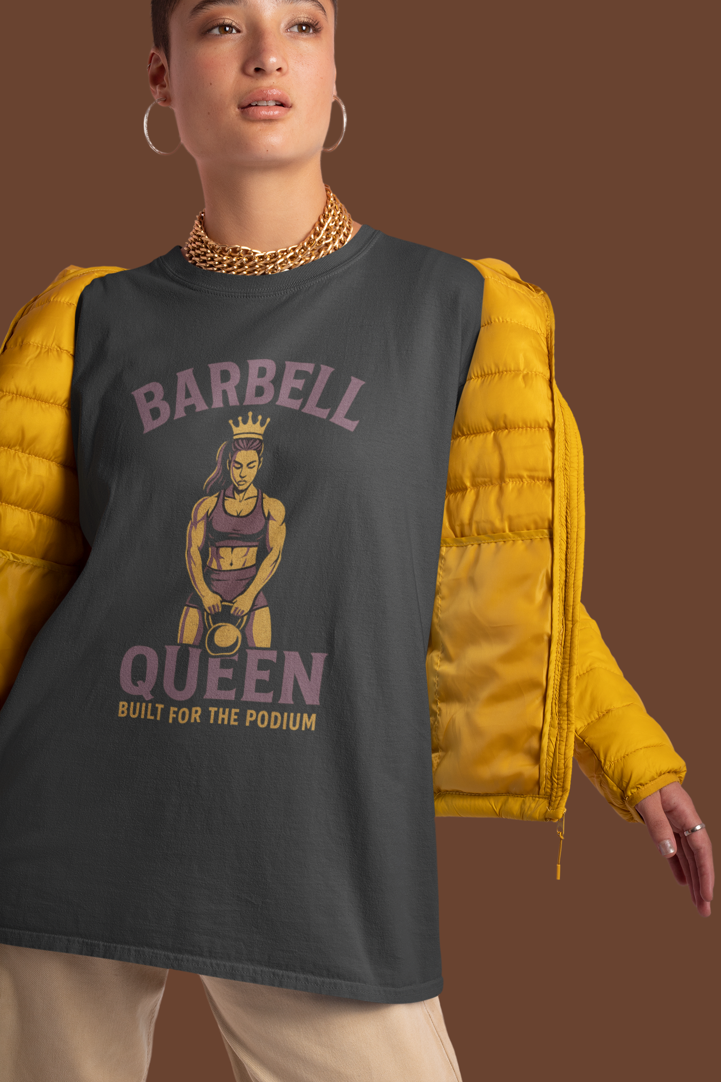 Barbell Queen Oversized Workout Shirt, Boxy Gym Tee, Fitness Gift for Her