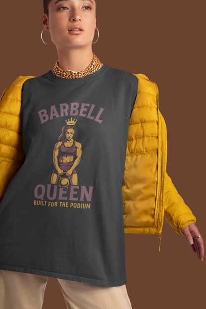 Barbell Queen Oversized Workout Shirt, Boxy Gym Tee, Fitness Gift for Her
