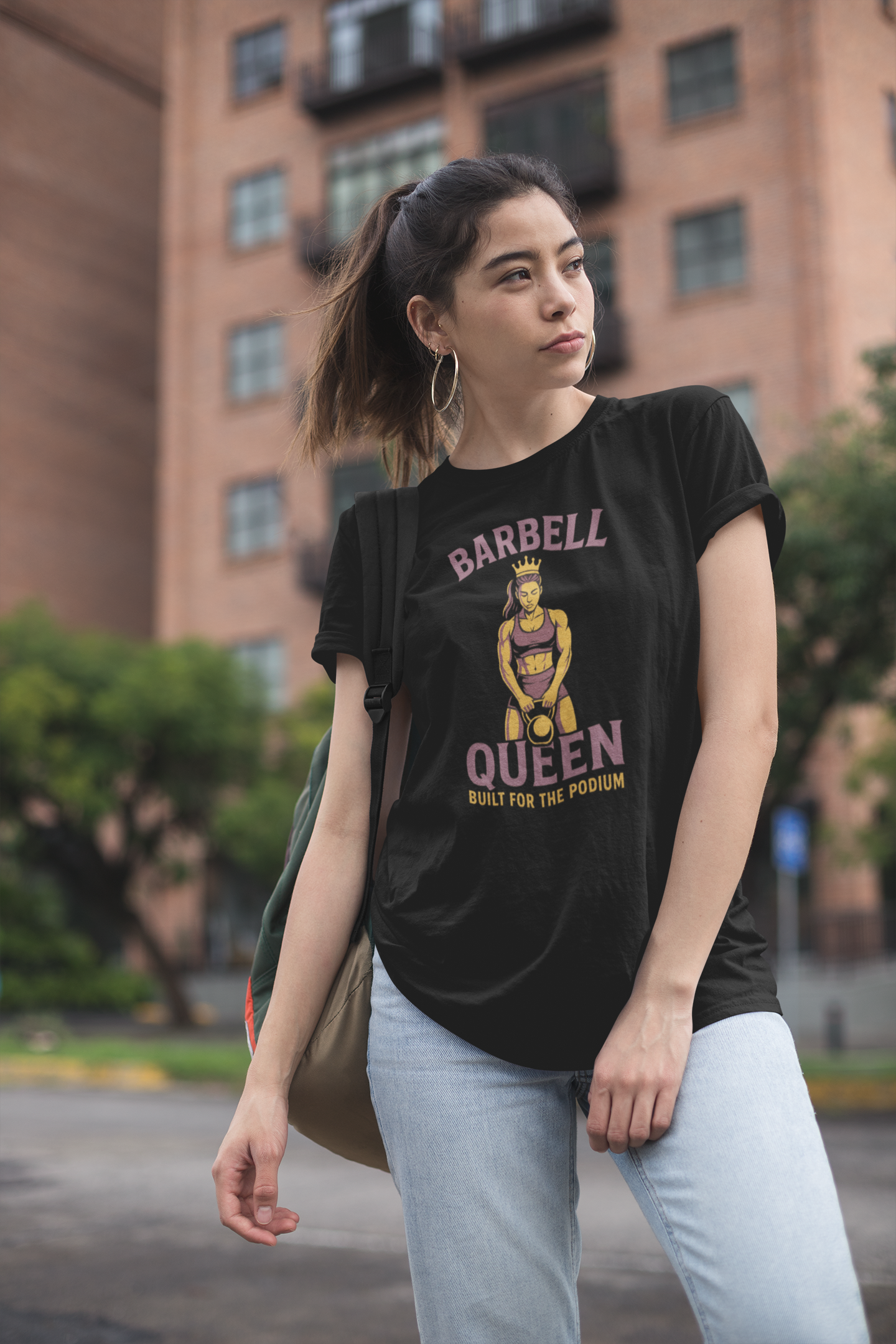 Barbell Queen Oversized Workout Shirt, Boxy Gym Tee, Fitness Gift for Her
