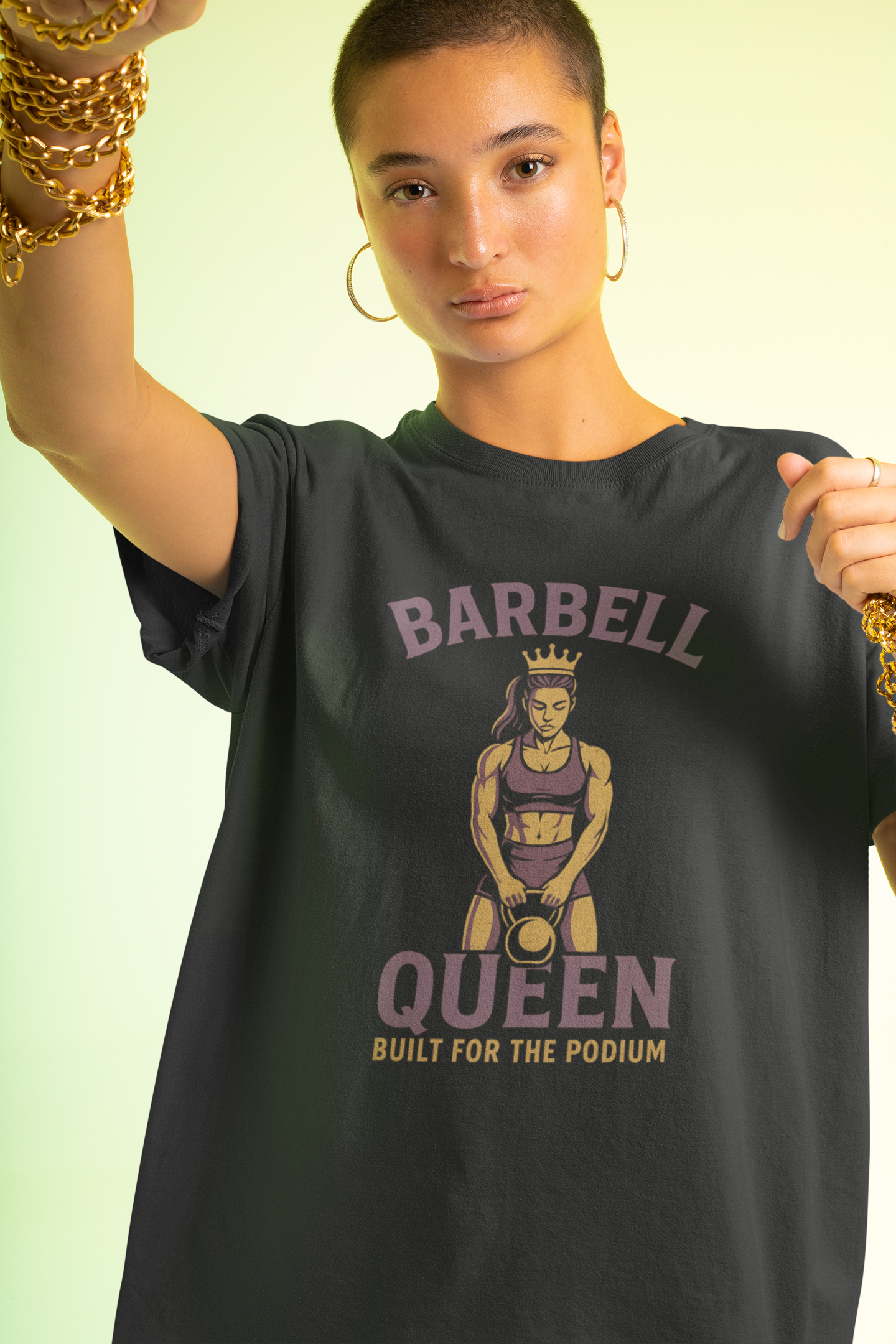 Barbell Queen Oversized Workout Shirt, Boxy Gym Tee, Fitness Gift for Her