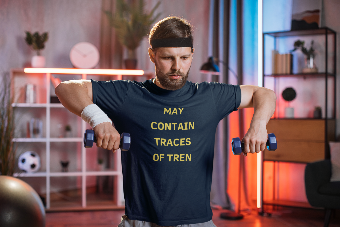 May Contain Traces of Tren T-Shirt | Funny Gym & Workout Tee for Bodybuilders