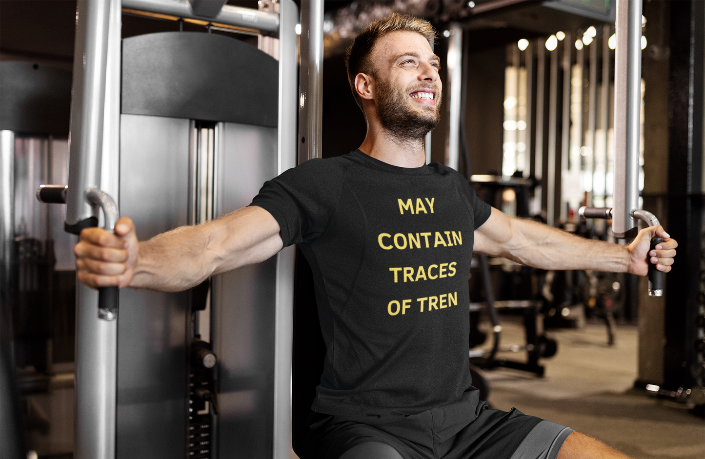 May Contain Traces of Tren T-Shirt | Funny Gym & Workout Tee for Bodybuilders