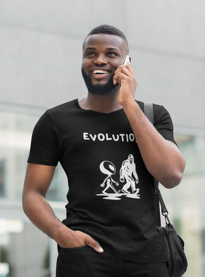 Bigfoot & Alien Evolution T-Shirt | Funny Sci-Fi & Cryptid Graphic Tee