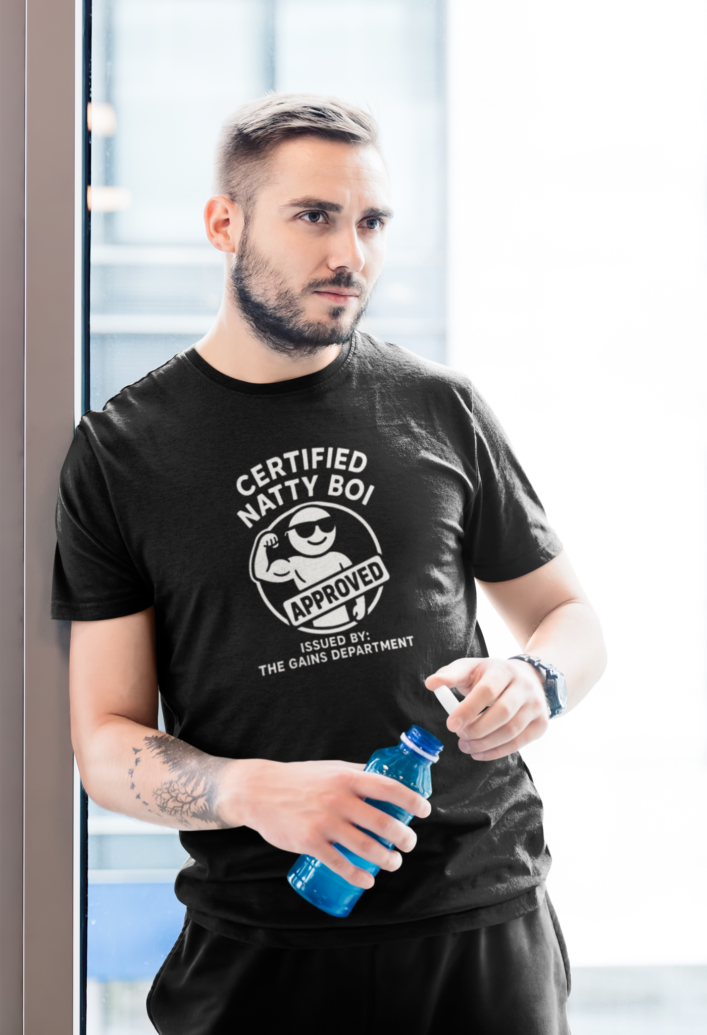 Certified Natty Boi Approved T-Shirt | Funny Gym Slogan Tee, Unisex Motivational Workout Gift