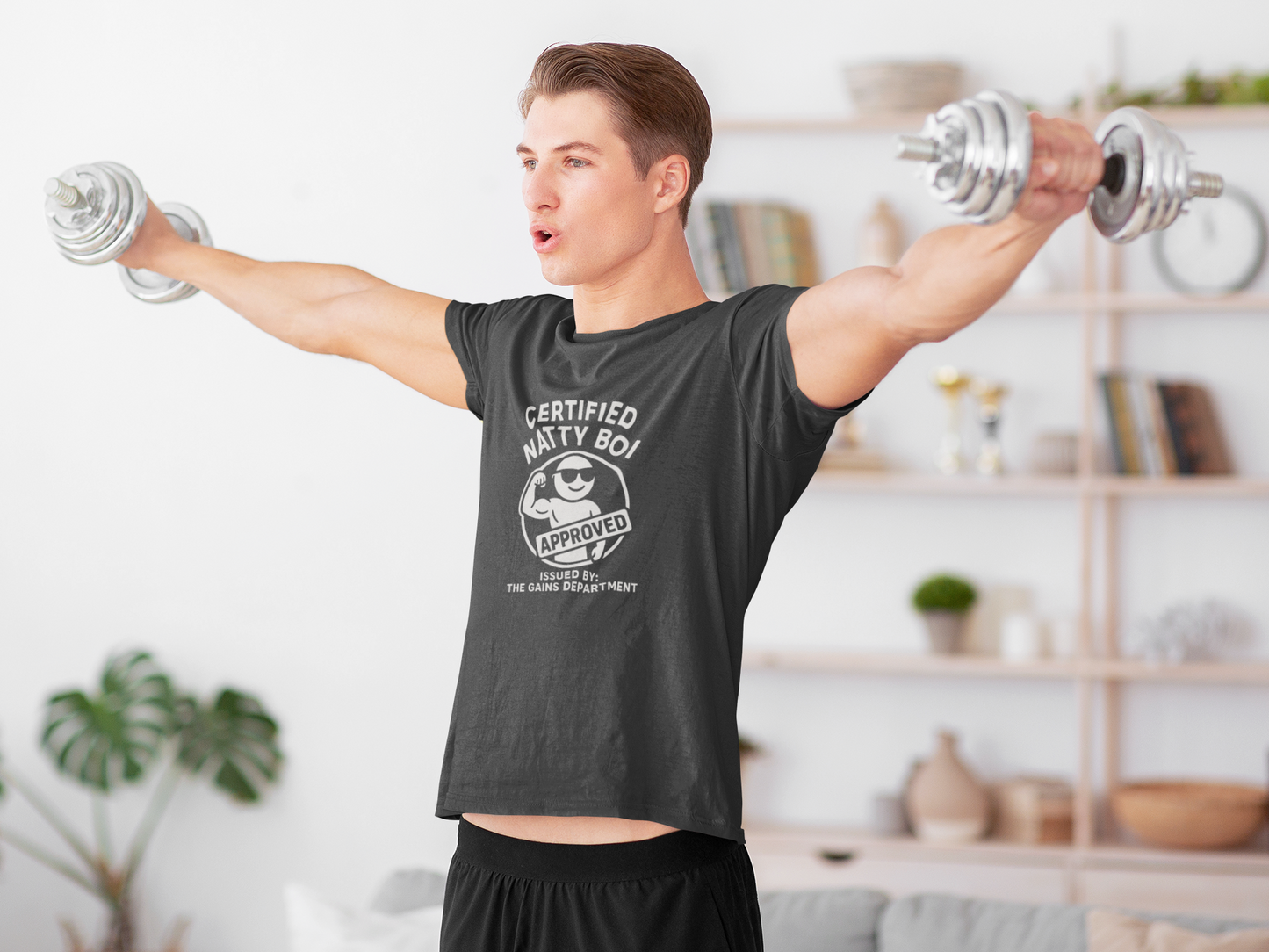 Certified Natty Boi Approved T-Shirt | Funny Gym Slogan Tee, Unisex Motivational Workout Gift