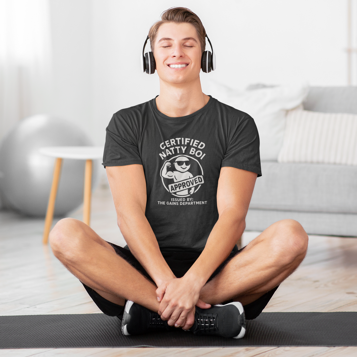 Certified Natty Boi Approved T-Shirt | Funny Gym Slogan Tee, Unisex Motivational Workout Gift