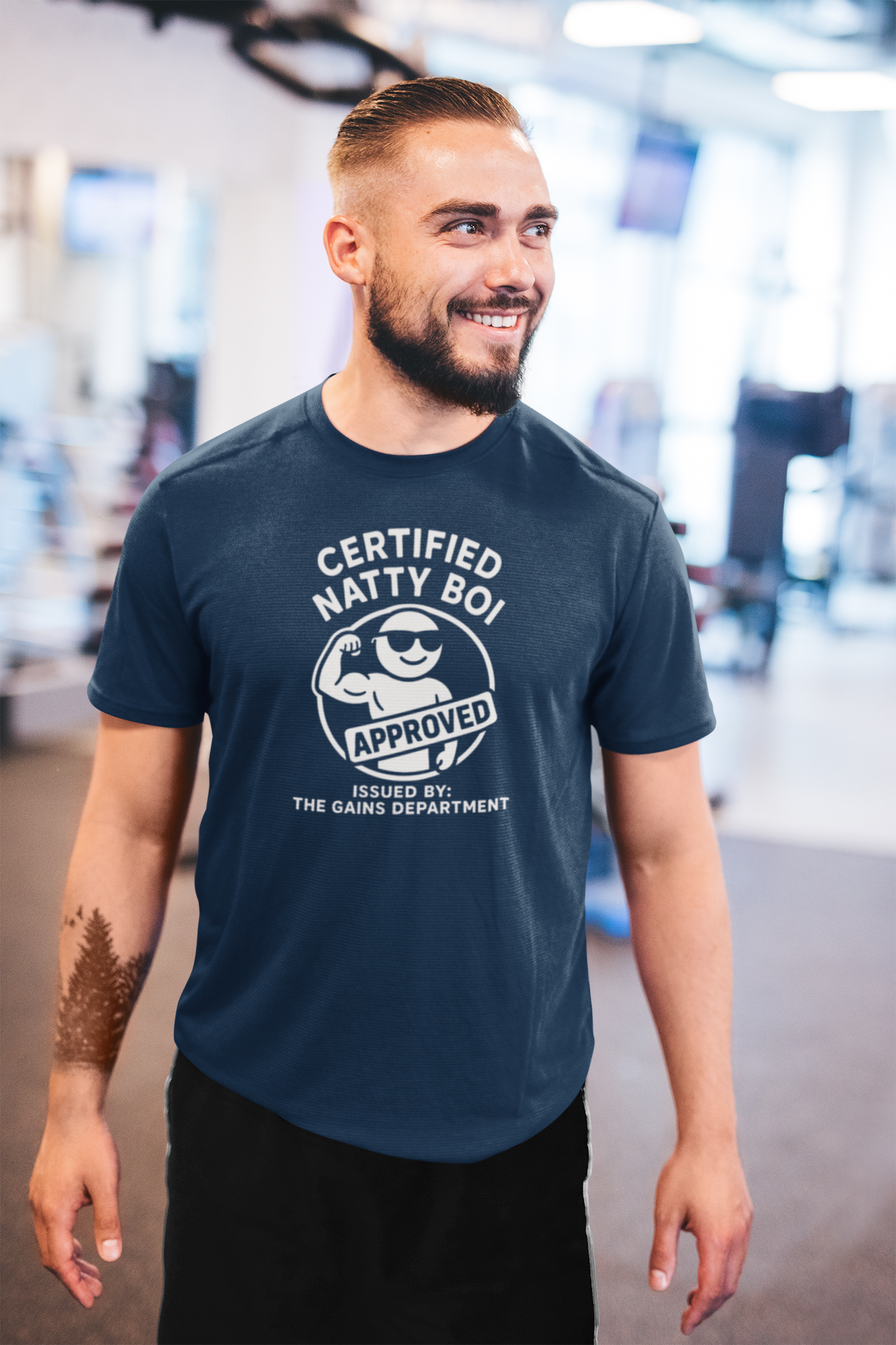 Certified Natty Boi Approved T-Shirt | Funny Gym Slogan Tee, Unisex Motivational Workout Gift