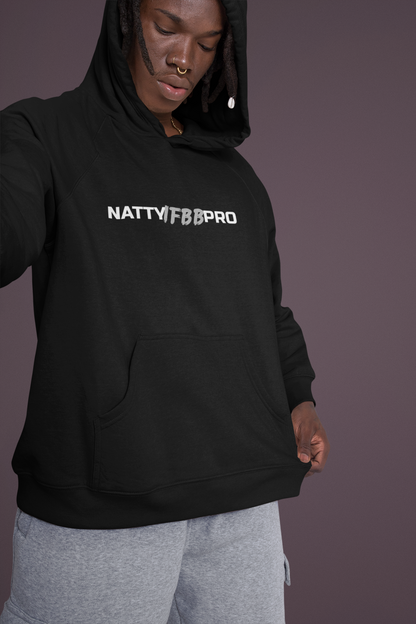 NattyIFB8 Pro Hoodie — Athletic Black Pullover with Bold Logo