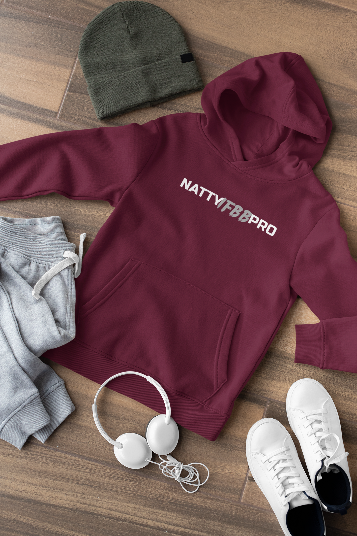 NattyIFB8 Pro Hoodie — Athletic Black Pullover with Bold Logo