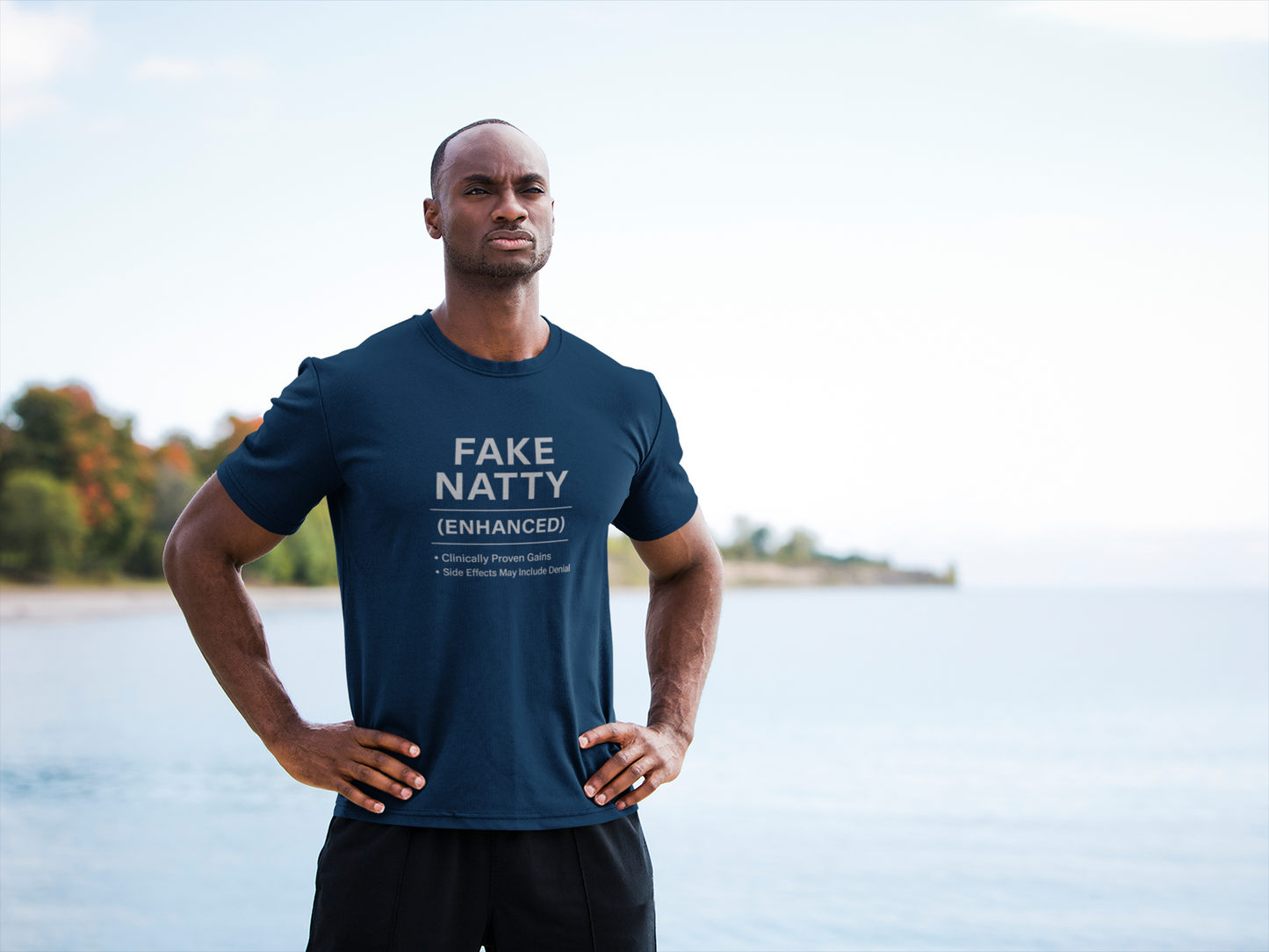 Fake Natty Enhanced T-Shirt Funny Gym Tee